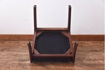 アンティーク家具　北欧・デンマーク　ボタン付きの黒のレザーが格好いいチェア(ダイニングチェア、椅子)(2)