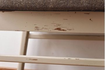 ヴィンテージ家具　北欧ビンテージ　ペイント　シャビーシックなクッションチェア(ダイニングチェア、椅子)(2)