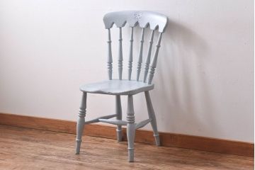 アンティーク家具　イギリスアンティーク　シャビーシックな淡いカラーがお洒落なペイントチェア(椅子、ヴィクトリアンチェア)