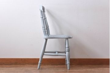 アンティーク家具　イギリスアンティーク　シャビーシックな淡いカラーがお洒落なペイントチェア(椅子、イス、板座チェア)(R-030710)(1)