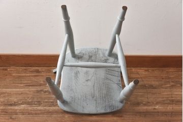 アンティーク家具　イギリスアンティーク　シャビーシックな淡いカラーがお洒落なペイントチェア(椅子、イス、板座チェア)(R-030710)(1)