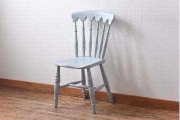 アンティーク家具　イギリスアンティーク　シャビーシックな淡いカラーがお洒落なペイントチェア(椅子、イス、板座チェア)(R-030710)(1)