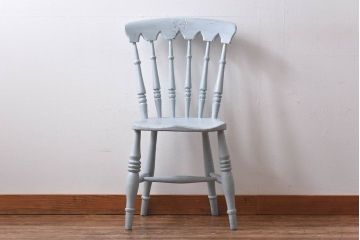 アンティーク家具　イギリスアンティーク　シャビーシックな淡いカラーがお洒落なペイントチェア(椅子、イス、板座チェア)(R-030710)(1)