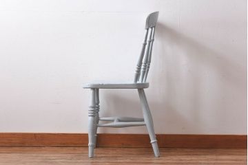 アンティーク家具　イギリスアンティーク　シャビーシックな淡いカラーがお洒落なペイントチェア(椅子、イス、板座チェア)(R-030710)(1)