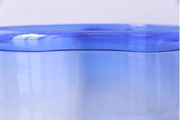 アンティーク雑貨　大正昭和初期　青いラインが魅力の吹きガラス金魚鉢