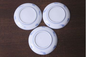 和製アンティーク　大正昭和初期　馬の図　印判皿(6寸皿、中皿)3枚セット