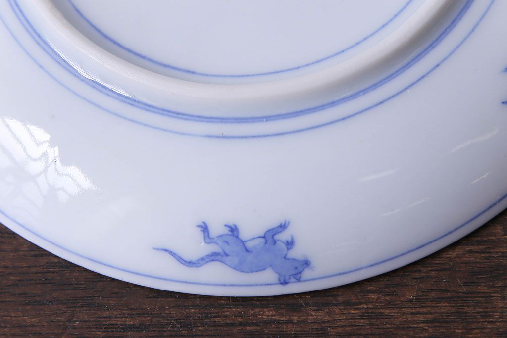 和製アンティーク　大正昭和初期　馬の図　印判皿(6寸皿、中皿)3枚セット