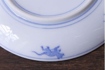 和製アンティーク　大正昭和初期　馬の図　印判皿(6寸皿、中皿)3枚セット