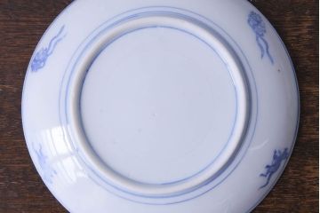 アンティーク雑貨　骨董　馬図　大正昭和初期の古い中皿(6寸皿、印判皿)2枚セット(2)