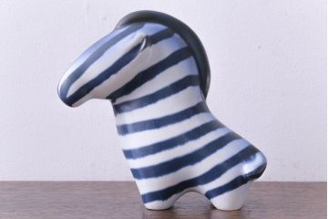 アンティーク雑貨　北欧ビンテージ　アラビア(ARABIA)　Taisto Kaasinen　シマウマのオブジェ(ブルー)