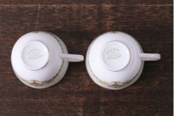 アンティーク雑貨　オールドノリタケ(則武・日陶)　ヤジロベー印　クラシックなカップ&ソーサー2客セット(洋食器)(3)