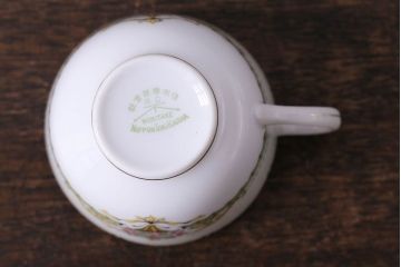 アンティーク雑貨　オールドノリタケ(則武・日陶)　ヤジロベー印　クラシックなカップ&ソーサー2客セット(洋食器)(3)