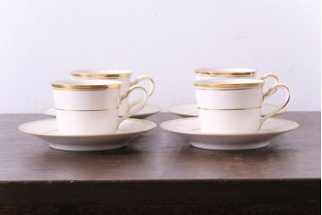 中古　ノリタケ(Noritake)　リントン(LINTON)シリーズ　カップ&ソーサー4客セット(洋食器)