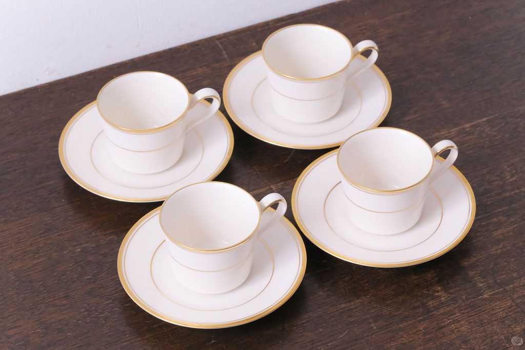 中古　ノリタケ(Noritake)　リントン(LINTON)シリーズ　カップ&ソーサー4客セット(洋食器)