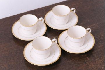 中古　ノリタケ(Noritake)　リントン(LINTON)シリーズ　カップ&ソーサー4客セット(洋食器)