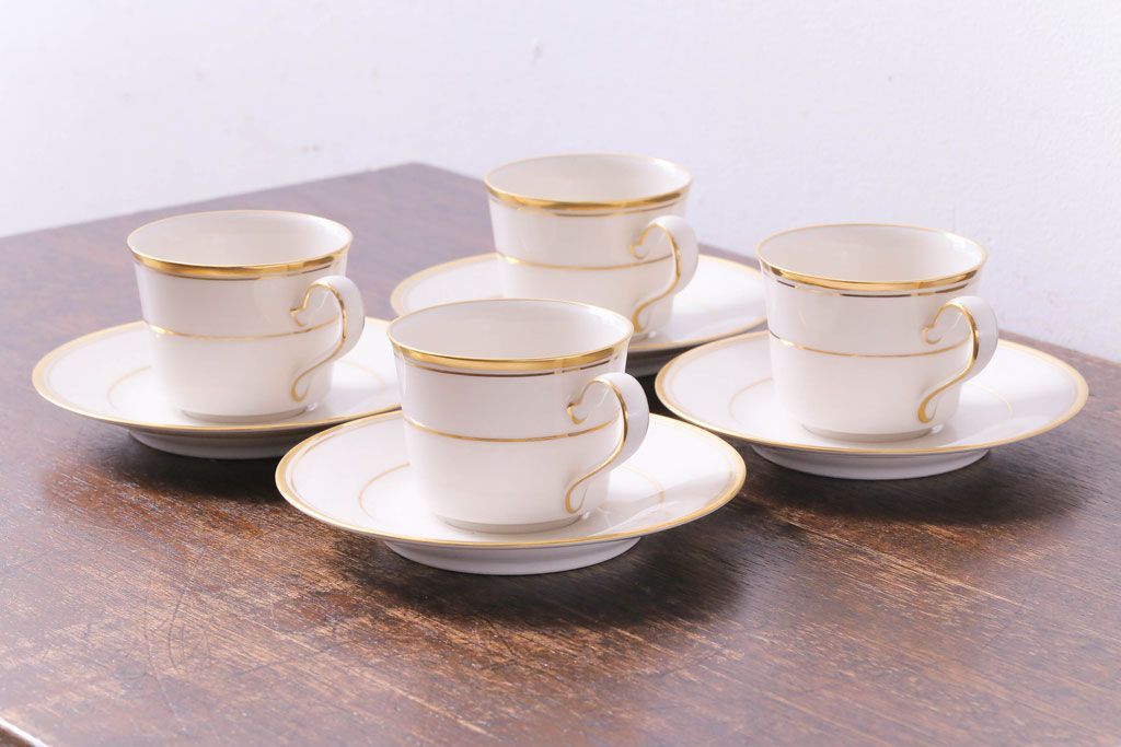 中古　ノリタケ(Noritake)　リントン(LINTON)シリーズ　カップ&ソーサー4客セット(洋食器)