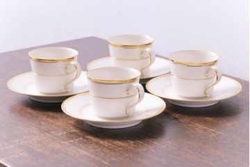 中古　ノリタケ(Noritake)　リントン(LINTON)シリーズ　カップ&ソーサー4客セット(洋食器)
