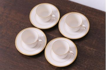 中古　ノリタケ(Noritake)　リントン(LINTON)シリーズ　カップ&ソーサー4客セット(洋食器)