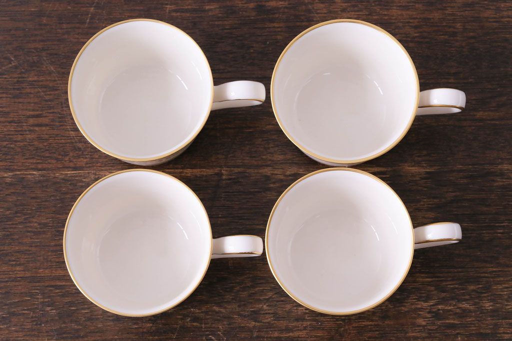 中古　ノリタケ(Noritake)　リントン(LINTON)シリーズ　カップ&ソーサー4客セット(洋食器)