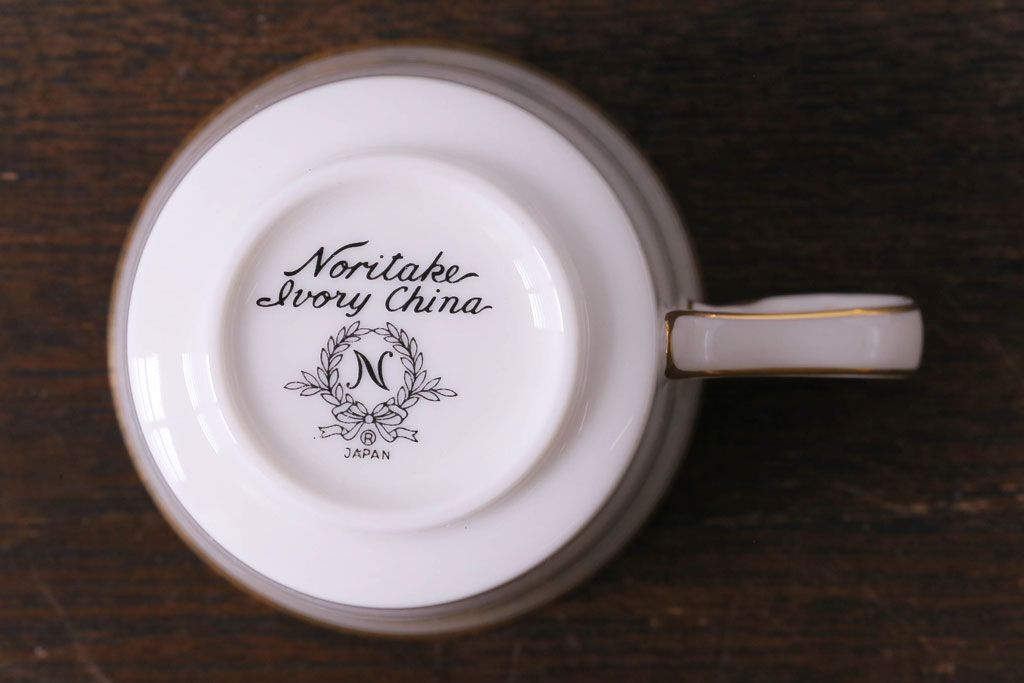 中古　ノリタケ(Noritake)　リントン(LINTON)シリーズ　カップ&ソーサー4客セット(洋食器)