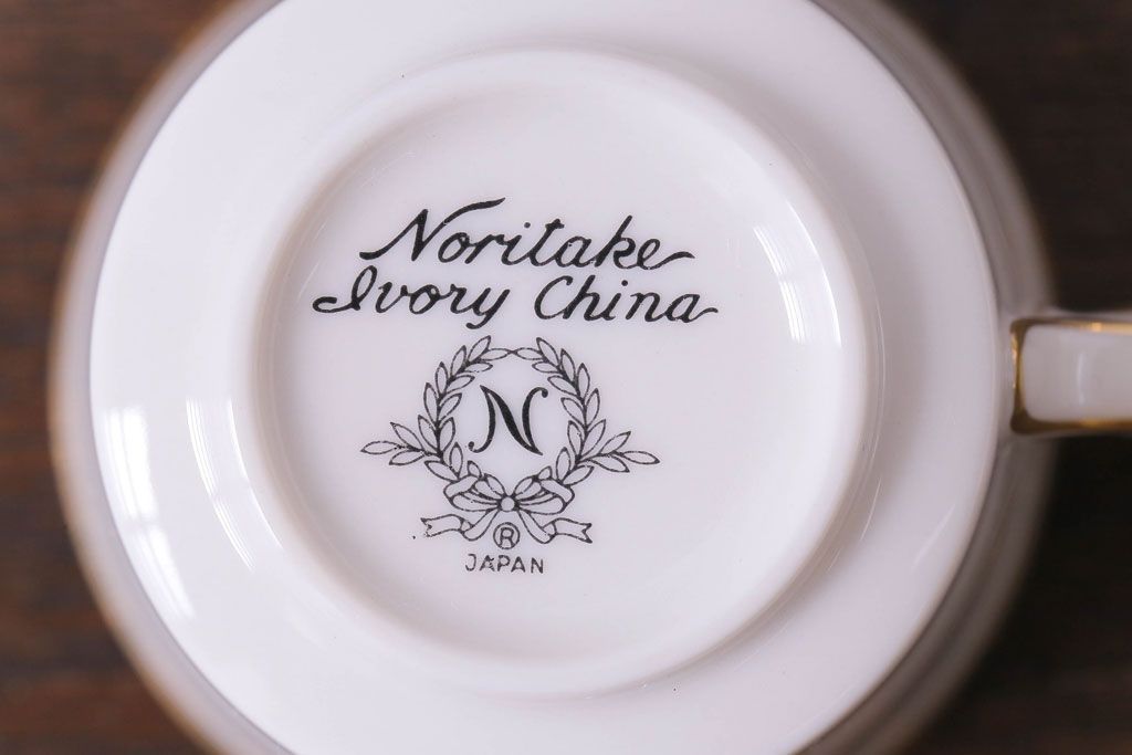 中古　ノリタケ(Noritake)　リントン(LINTON)シリーズ　カップ&ソーサー4客セット(洋食器)