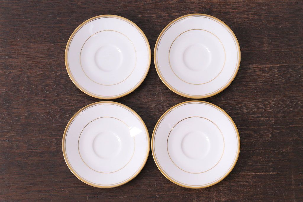 中古　ノリタケ(Noritake)　リントン(LINTON)シリーズ　カップ&ソーサー4客セット(洋食器)