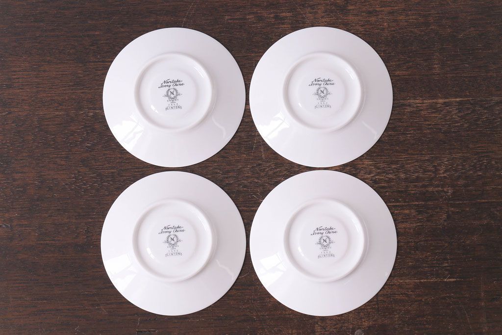 中古　ノリタケ(Noritake)　リントン(LINTON)シリーズ　カップ&ソーサー4客セット(洋食器)