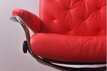 中古　EKORNES(エコーネス)　ストレスレスメトロハイバックチェア・オットマン　トマト(定価合わせて約32万円)(1)