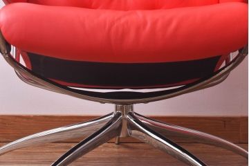 中古　EKORNES(エコーネス)　ストレスレスメトロハイバックチェア・オットマン　トマト(定価合わせて約32万円)(1)
