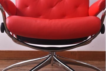 中古　EKORNES(エコーネス)　ストレスレスメトロハイバックチェア・オットマン　トマト(定価合わせて約32万円)(3)