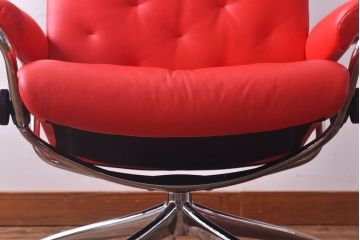 中古　EKORNES(エコーネス)　ストレスレスメトロハイバックチェア・オットマン　トマト(定価合わせて約32万円)(3)