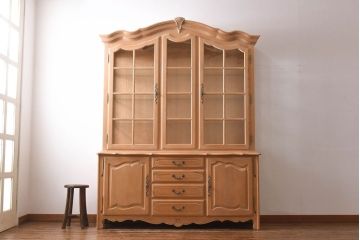 中古　ETHAN ALLEN(イーセンアーレン)　大型チャイナキャビネット(カップボード、食器棚、飾り棚)