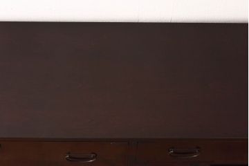 アンティーク家具　和製アンティーク　前面ケヤキ材　銅金具が印象的なからくり付き大川箪笥サイドボード(時代箪笥・キャビネット)