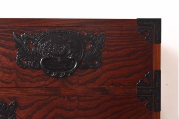 中古　仙台民芸箪笥(仙台箪笥)　欅産業　拭き漆塗り　三・五尺箪笥90(整理箪笥、衣装箪笥、引き出し)(定価約39万円)