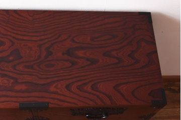 中古　仙台民芸箪笥(仙台箪笥)　欅産業　拭き漆塗り　三・五尺箪笥90(整理箪笥、衣装箪笥、引き出し)(定価約39万円)