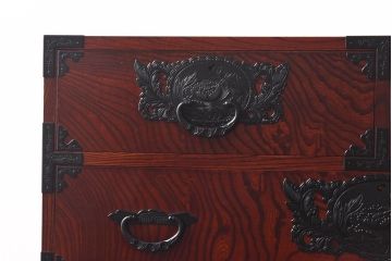 中古　仙台民芸箪笥(仙台箪笥)　欅産業　拭き漆塗り　三・五尺箪笥90(整理箪笥、衣装箪笥、引き出し)(定価約39万円)