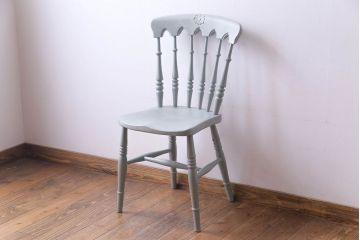 アンティーク家具 イギリスアンティーク シャビーシックな淡いカラーがお洒落なペイントチェア(椅子、ヴィクトリアンチェア)(2)