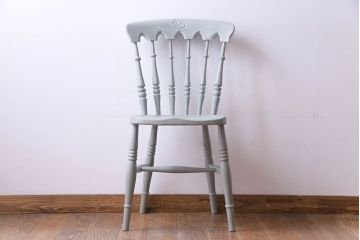 アンティーク家具 イギリスアンティーク シャビーシックな淡いカラーがお洒落なペイントチェア(椅子、ヴィクトリアンチェア)(2)