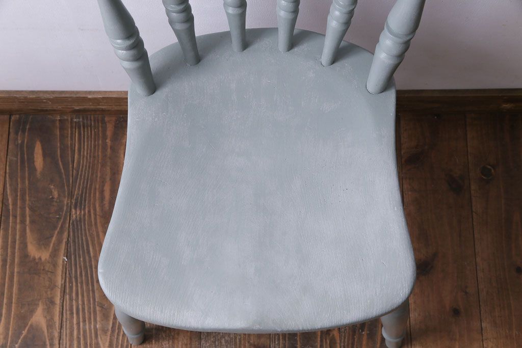 アンティーク家具 イギリスアンティーク シャビーシックな淡いカラーがお洒落なペイントチェア(椅子、ヴィクトリアンチェア)(2)