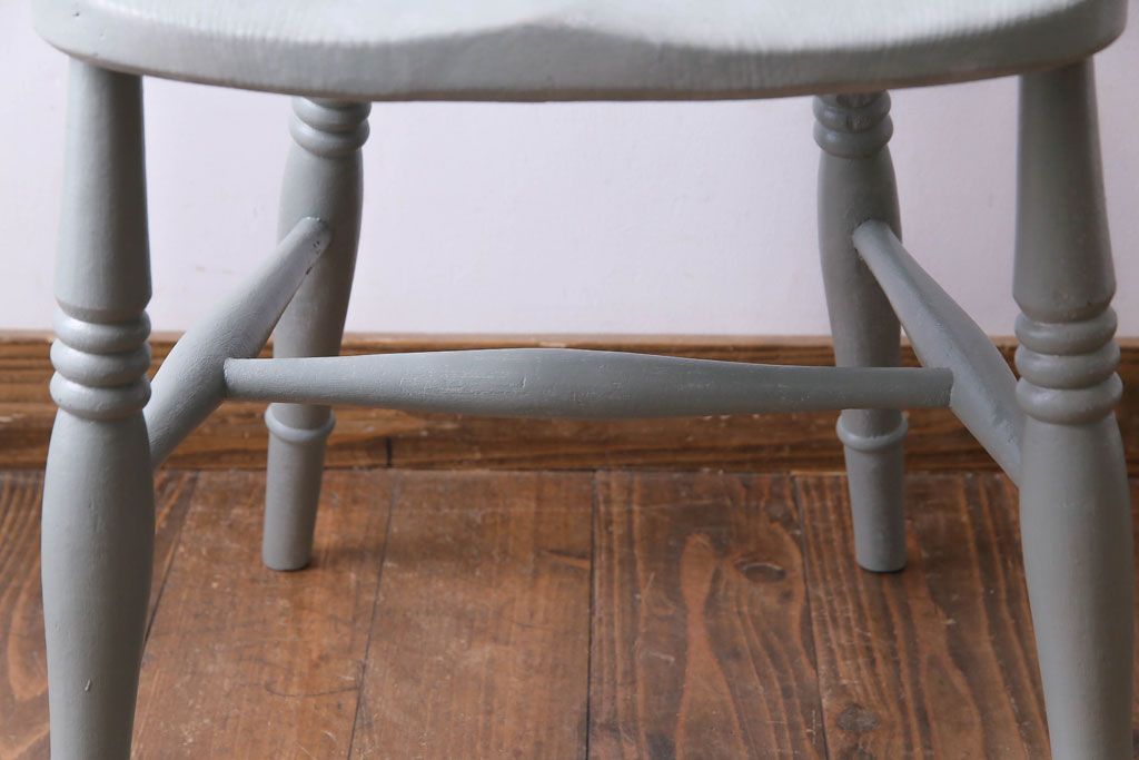 アンティーク家具 イギリスアンティーク シャビーシックな淡いカラーがお洒落なペイントチェア(椅子、ヴィクトリアンチェア)(2)