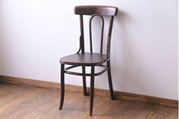 ヨーロッパヴィンテージ家具　素朴な造形のベントウッドチェア(ダイニングチェア、椅子、ビンテージ)