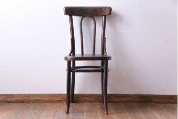 ヨーロッパヴィンテージ家具　素朴な造形のベントウッドチェア(ダイニングチェア、椅子、ビンテージ)