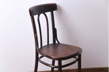 ヨーロッパヴィンテージ家具　素朴な造形のベントウッドチェア(ダイニングチェア、椅子、ビンテージ)