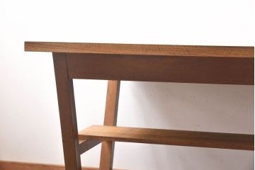 昭和レトロ　ホワイトオーク材　学校の作業台をリメイクしたダイニングテーブル(机)