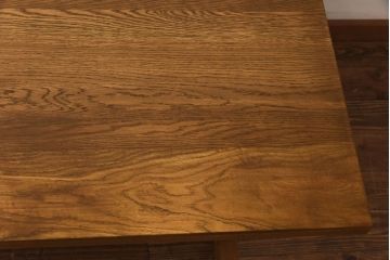 昭和レトロ　ホワイトオーク材　学校の作業台をリメイクしたダイニングテーブル(机)