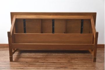 昭和レトロ　ホワイトオーク材　学校の作業台をリメイクしたダイニングテーブル(机)