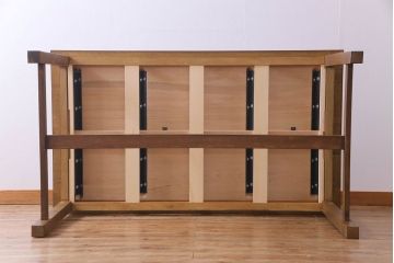 昭和レトロ　ホワイトオーク無垢材　素朴な佇まいが魅力のリメイク作業テーブル(ダイニングテーブル、作業台)