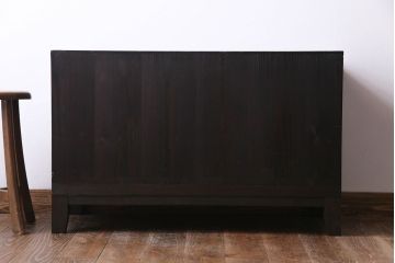 レトロ家具　昭和レトロ　リメイク　脚付き　古い桐材とモールガラスの味わいが魅力的な箪笥ローボード(リビングボード、戸棚、収納棚、桐箪笥、桐たんす)