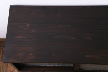 レトロ家具　和製アンティーク　ダイヤガラス入り　レトロな空間にも馴染むリメイク箪笥ローボード(ローチェスト、収納棚)