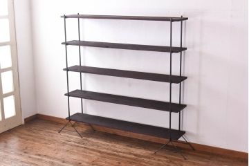 【H様ご成約済】ラフジュ工房オリジナル ディスプレイに活躍する薄型アイアンラック【大】(陳列棚、飾り棚)(2)